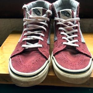 Unisex Vans High Tops Burgundy & Grey